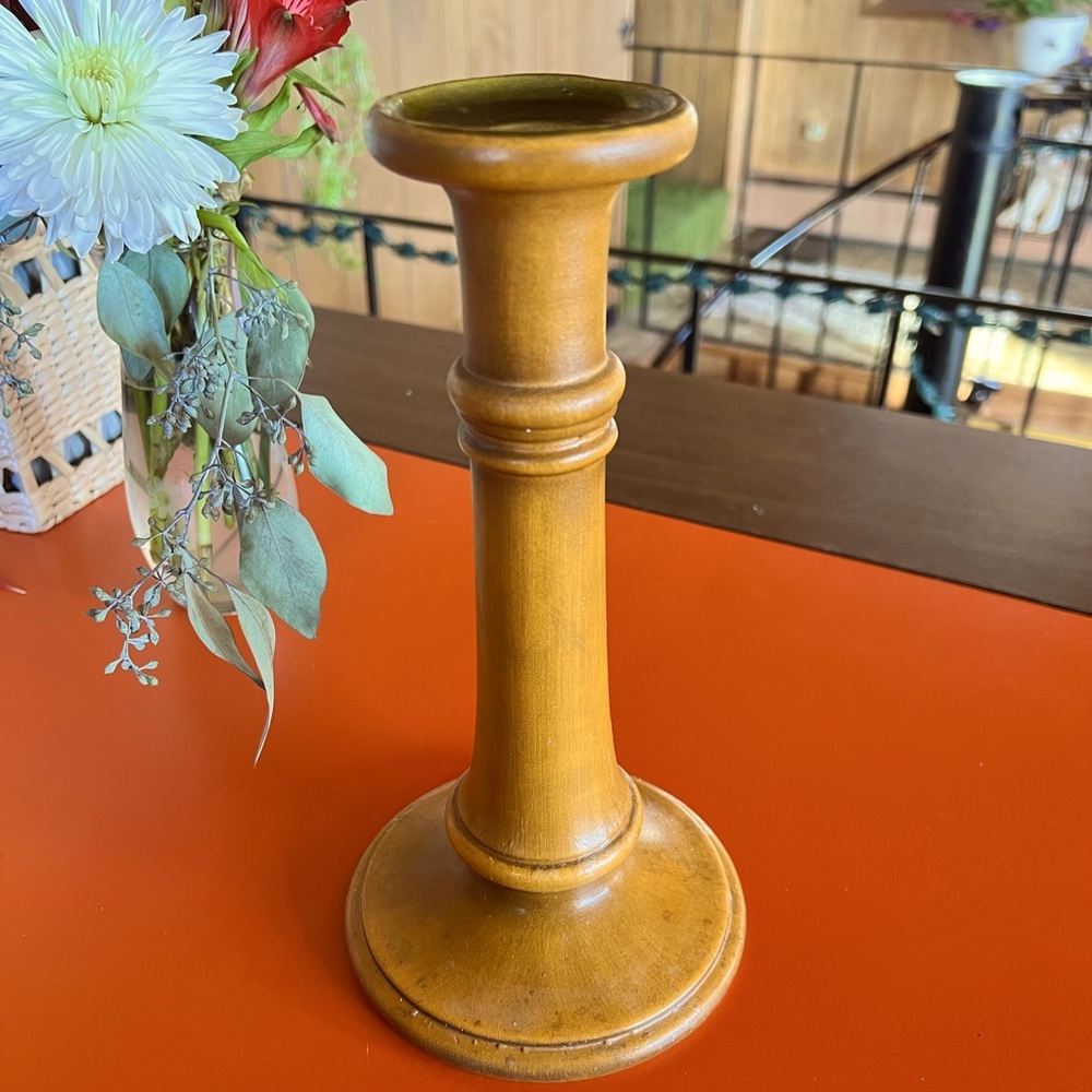 1970s Haeger Vintage Peasant Yellow Candlestick #3045 Mid-Century FAST SHIP
